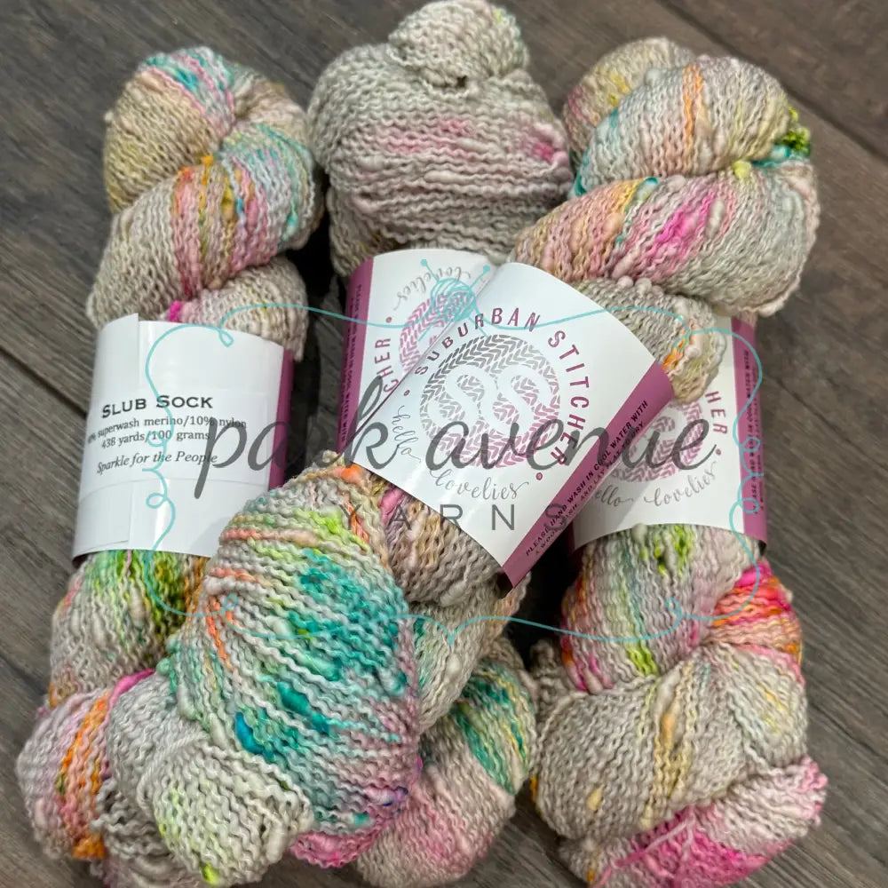Suburban Stitcher Slub Sock Sparkle for the People Yarn: Fingering